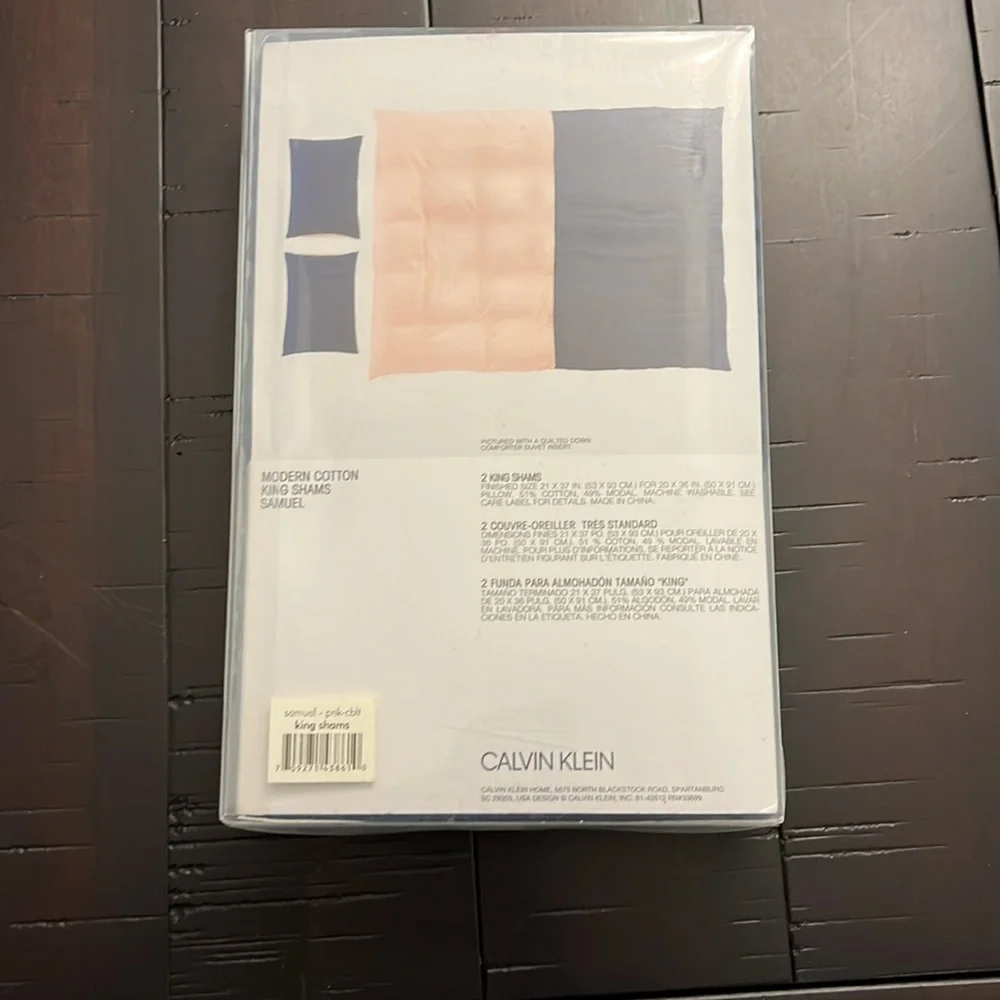 Calvin Klein Samuel Modern Cotton King Pillow Shams cobalt pink new 2 per pack